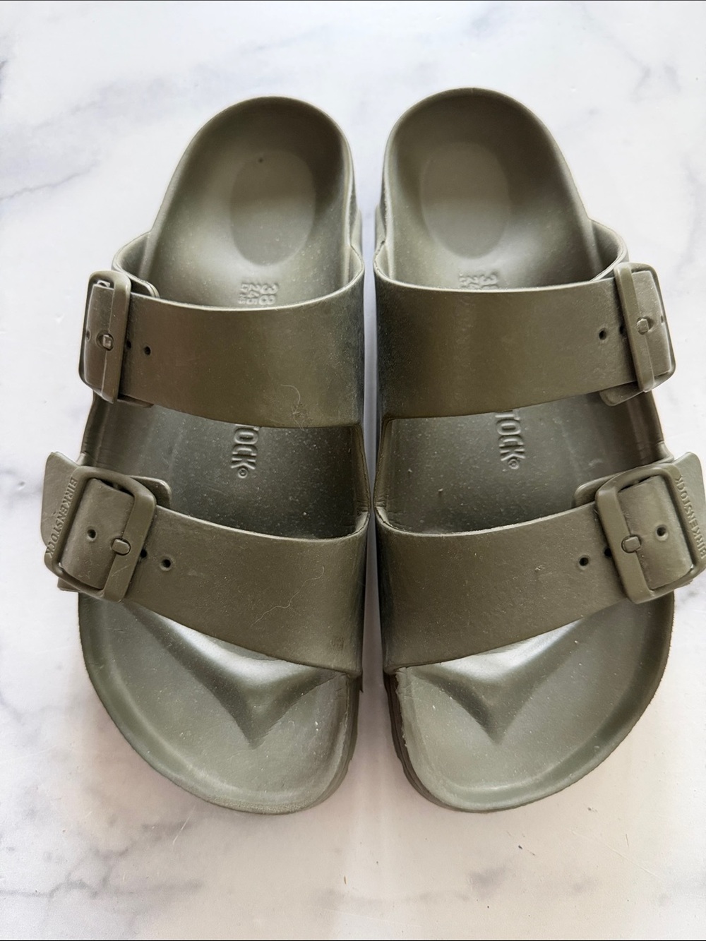 Olive Green Double Strap rubber Birkenstocks Sandals